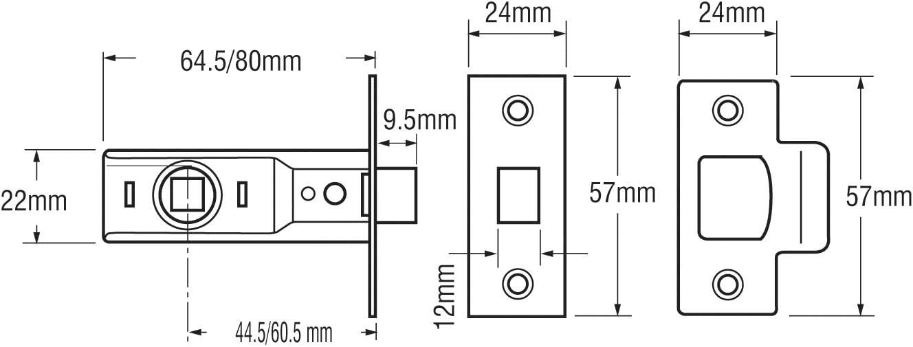 Yale Locks 3PM888CH2 Tubular Mortice Latches 64mm 2.5-inch - Chrome Finish (Pack of 3), Polished Chrome, 2.5 Inch/64 mm - Image 4