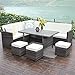 Wisteria Lane Outdoor Patio Furniture Set,10 PCS Sectional Conversation Set All Weather Wicker Sofa Table Chair Stool,Grey