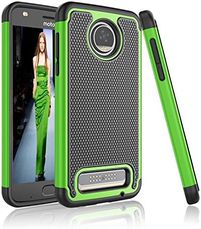 Moto Z2 Force Case, Moto Z2 Force Droid Case, Tinysaturn [YSaturn Series] [Green] Shock Absorbing Rubber Plastic Defender Bumper [Drop Protection] Case for Motorola Moto Z Force (2nd Generation)