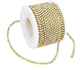 Hyamass 11 Yards / 10 Meters Crystal Rhinestone Close Chain Trimming Claw Chain DIY Jewelry Crafts (Gold)