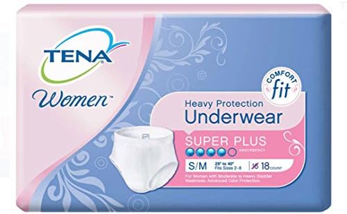 TENA WOMEN 18 Count (1 Package) S/M Tena Incontinence Underwear For Women, Protective, Small/Medium Super Plus