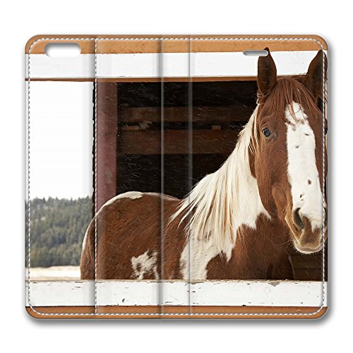 iPhone 6 Leather Case, Personalized Protective Flip Case Cover Window Watcher Horse for New iPhone 6