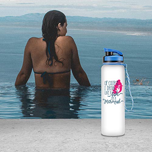 LEADO 32oz Motivational Water Bottle with Hourly Time Tracker - Tritan Plastic BPA Free - Workout Sports Fitness Hours Marked Bottle with Flip Top Lid - Drink More Water Daily - Hydration Tracker