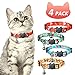 Frienda 4 Pieces Christmas Cat Collars with Bell Adjustable Breakaway Cat Collars Holiday Kitten Decoration for Christmas Party Cat Accessories