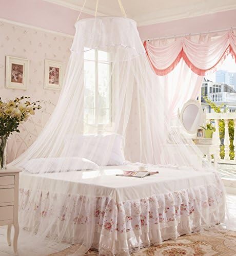 Home Cal Mosquito Bed Netting White,Round Top 3 layer Mosquito Net Bed Canopy Insect Net Protection with Hanging Kit