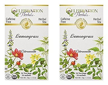 Celebration Herbals Organic Lemongrass Tea Caffeine Free -- 48 Herbal Tea Bags (2 packs of 24)