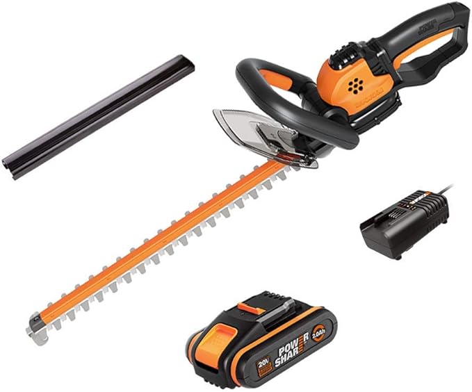 Taille-Haies Sans Fil FUXTEC 20V - Ultra Léger 0,67 Kg, Guide 20 Cm, Batterie Inclus - Silencieux, Parfait Petits Jardins (FX-E1HHS20SET)