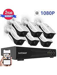 [Sistema de cámara de seguridad ampliable de 8 CH] Safevant 8 canales 5 en 1 HD DVR sistema de vigilancia de cámara (no disco duro), 4 cámaras de seguridad de 1080P para interior y exterior, aplicación gratuita para control remoto de smartphone.