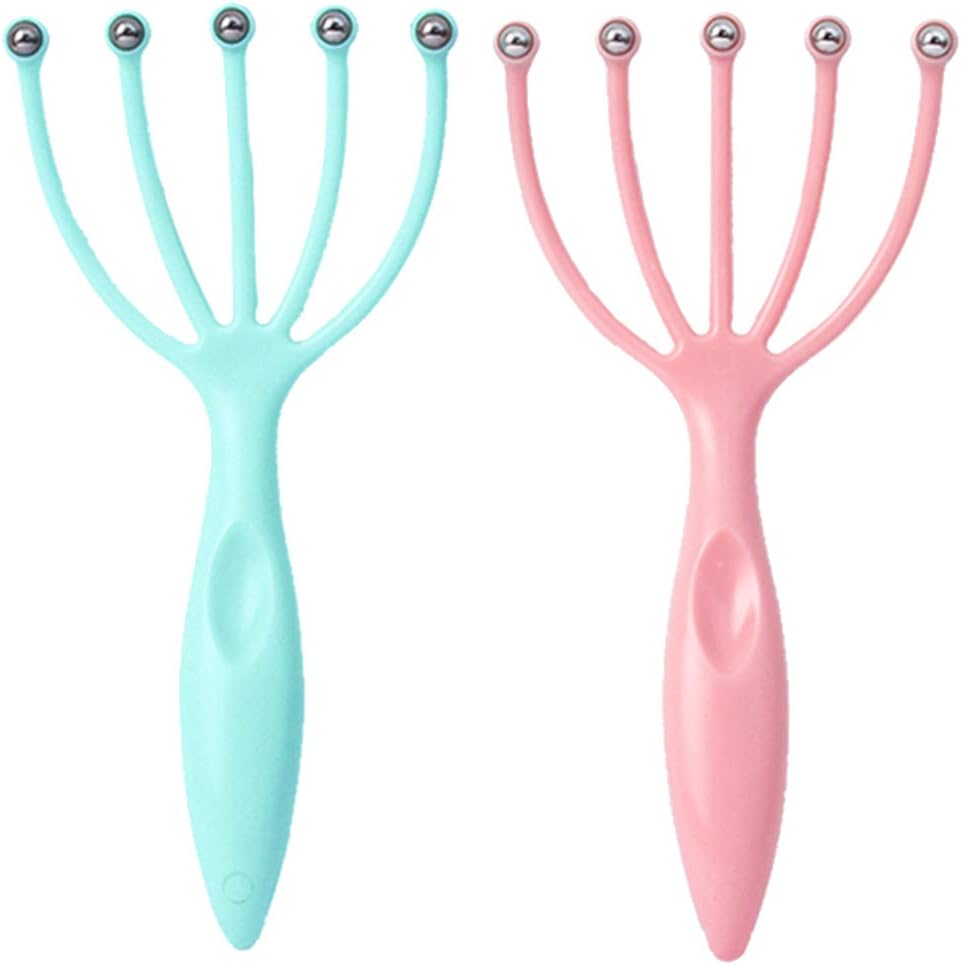 Scalp Massager, Protable Hand Held SPA Head Massager for Deep Relaxation & Stress Reduction in The Office Home SPA Father's Day and Mother's Day Gifts Pink+Blue(2-Pack): Health & Personal Care