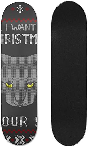 GOVME CUOP - Skateboard Parts - All I Want For Christmas Is Your SOUL Graphic Printed Display Deck Longboard Skateboard Pro Maple 7.9-inches