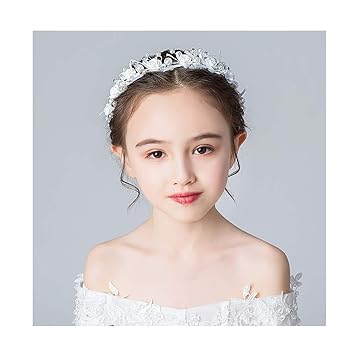 Amazon Com Campsis White Flower Headpiece Cute Pearl Ribbon