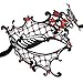 Signstek Glossy Metal Filigree Phantom Half Eye Mask for Venetian Masquerade (Black/Red Stones)