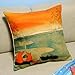 Leaveland Animal Series Cartoon Style Lovely Fox Go Boating Together Throw Pillow Case Decor Cushion Covers Square 18X18 Inch Beige Cotton Blend Linen Pillowcase