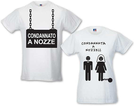 Babloo Coppia Di T Shirt Amore Uomo Donna Idea Regalo Fidanzati Condannato A Nozze Amazon It Abbigliamento