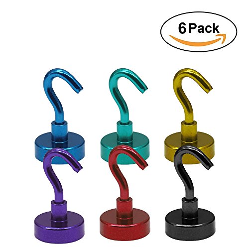 48LB Magnetic Hooks, AUTIDEFY Heavy Duty Magnet Hook with Strong Neodymium Magnet Hook for Indoor Outdoor Kitchen Bathroom Bedroom Garage Lockers Office （6 Assorted Colors） - Thumbnail 7