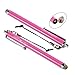 Wisdompro Stylus, 4.8 Inch Universal Microfiber Mesh Tip Stylus Pen with 2pcs Replacement Tips and Tether for Touch Screen Devices - Hot Pink
