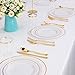 Gold Rim Dinner Plates 60 Pieces,Disposable Plastic Plates,Heavyweight Wedding Party Plates Includes:30 Dinner plates 10.25 Inch and 30 Salad Plates 7.5 inch(IOOOOO)