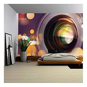 Photographic Camera Lens Front Glass with Bokeh Light, Macro Shot - Removable Wall Mural | Self-Adhesive Large Wallpaper - 66x96 inches