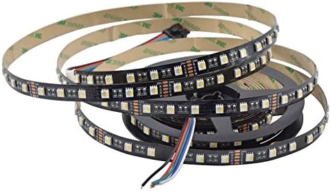 Yaqing Lighting 16.4ft 5M 4 Colors in 1 LED Chip SMD 5050 RGBCW Mixed Color LED Strip Light RGB + Cool White(6500K) 60 LEDs/m DC24V 12MM Black PCB Non-waterproof IP20