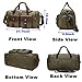 BLUBOON Canvas Duffle Bag Weekender Overnight Travel Tote Bag with Shoe Compartment Oversized Genuine Leather Carry on Bag for Mens and Women (Army Green)