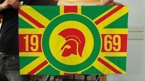 L S Prints Foam Designs Trojan Records 69 Jamaika Union Jack Design Flagge Stoff Banner Amazon De Kuche Haushalt