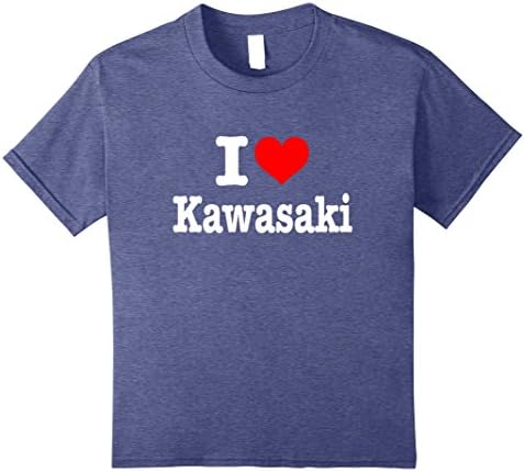 Kids I Love Kawasaki T-Shirt - I Heart Kawasaki Shirt 12 Heather Blue