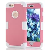 iPhone 6S Plus Case, iPhone 6 Plus Case, NOKEA Hybrid Heavy Duty Shockproof Full-Body Protective Case Ultra Slim Bumper Cover 3 in 1 Shield Soft TPU Hard PC Dual Layer Impact Protection (Pink Grey)