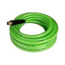 PowRyte Elite 300 PSI Reinforced Polyurethane (PU) Air Hose - 1/4-Inch by 25-Feet, 1/4-Inch MNPT Swivel Brass Ends