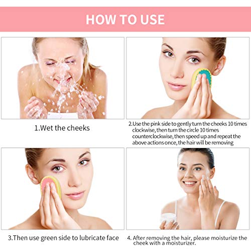 Facial Hair Removal for Women, TOPOINT Flawless Painless Hair Remover Depilation Sponge Pads for Face Lip Armpit Chin Cheek Leg