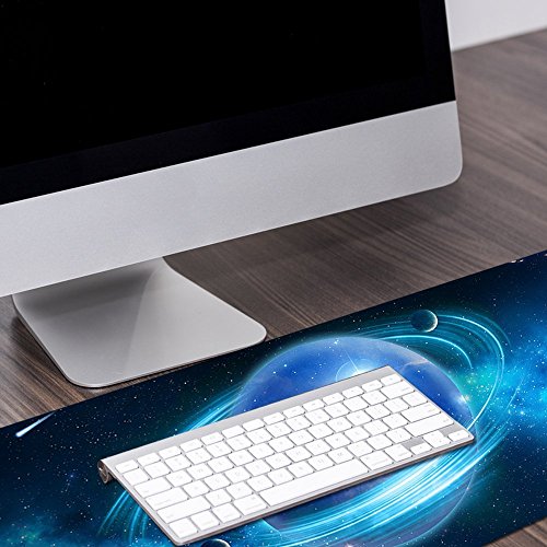Imegny Large Planet Gaming Mouse Pad, Extended XXL Desk Pad & Non-Slip Rubber Keyboard Mat with Stitched Edges