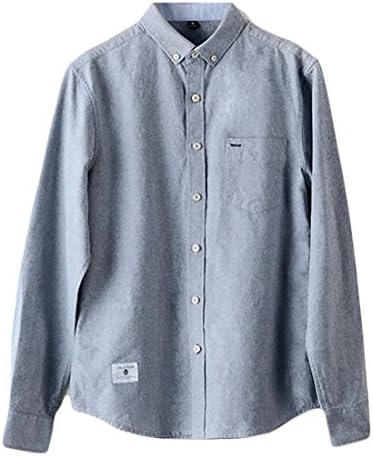 Macondoo Mens Oxford Casual Long Sleeve Relaxed No-iron Button Down Shirt Gray XXS
