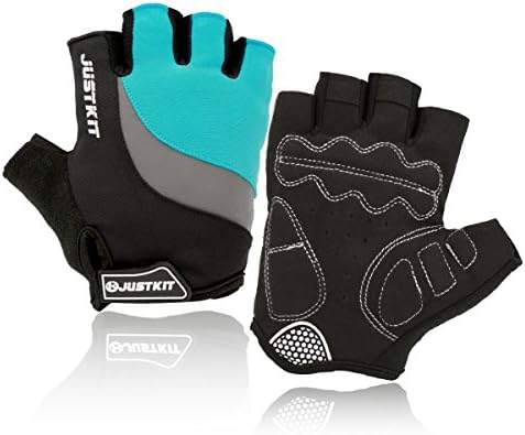 JUSTKIT Cycling Gloves Mountain Bike Gloves Road Racing Bicycle Gloves Shockproof Gel Pad Breathable Riding Gloves Half Finger Biking Gloves (blue, XL)