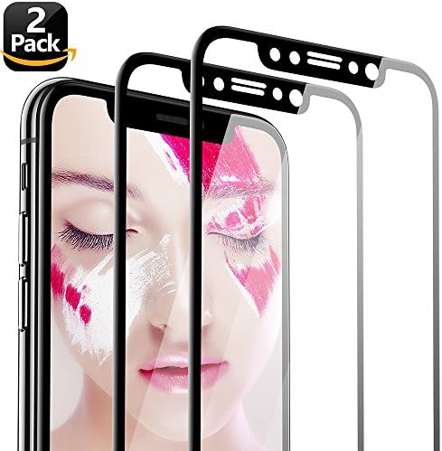 Eakase iPhone X Screen Protector, 2 Pack Tempered Glass With Soft Frame 3D Full Coverage Anti-Scratch HD Clear Screen Protector Film For Apple iPhone 10 5.8'' - Black