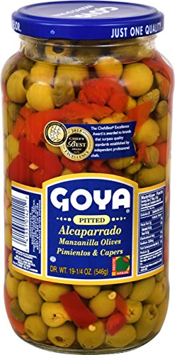 Goya Foods Pitted Alcaparrado Manzanilla Olives Pimientos & Capers, 19.25 Ounce (Pack of 12)