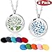 2 Pieces Fragrance Aromatherapy Essential Oil Prume Diffuser Necklace Locket Pendant Outfitters with 24 Inch Chain-Tree of Life & Cloud Set