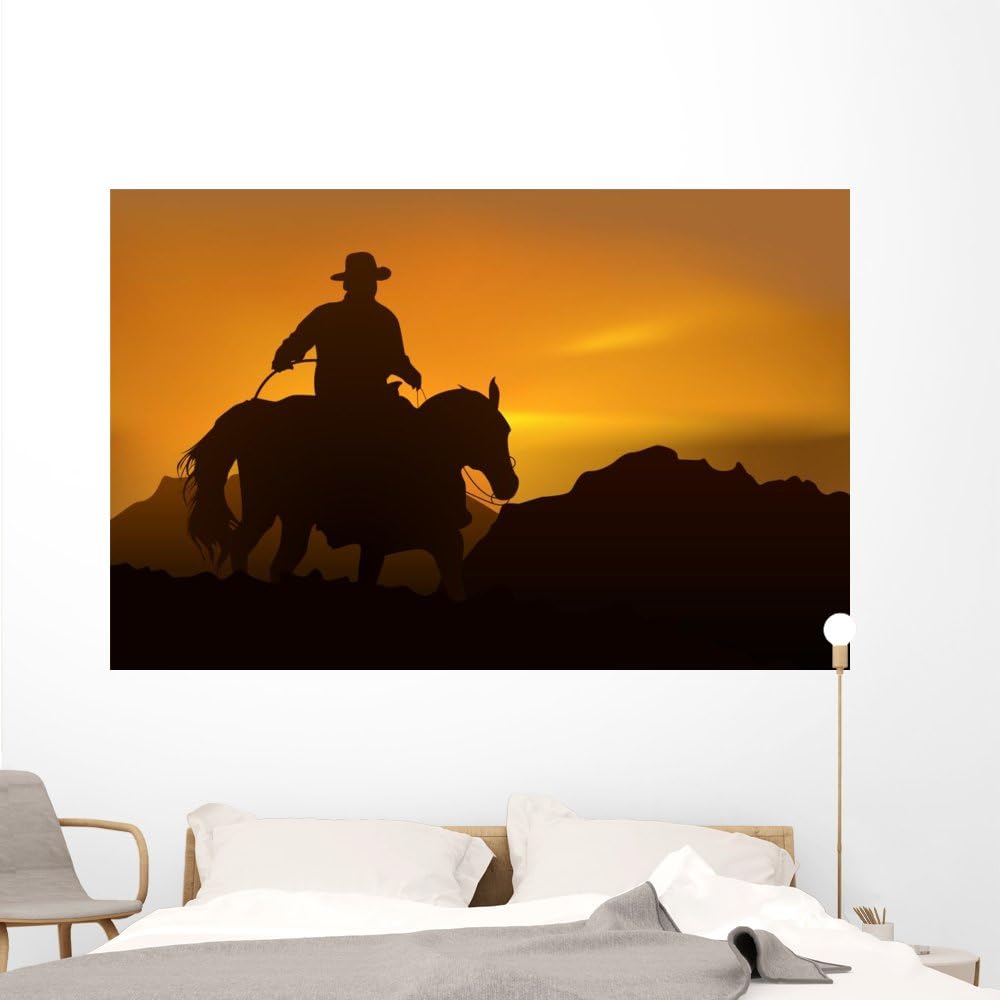 Amazon.com: Wallmonkeys WM52794 Cowboy Over Sunset Peel and Stick Wall