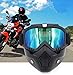 Ubelly Motorcycle Goggles with Detachable Mask, Motocross Riding Cycling Motorbike ATV Dirt Bike Racing Off Road Cosplay Goggle Glasses,Adjustable Non-Slip Strap Retro Helmet Goggles