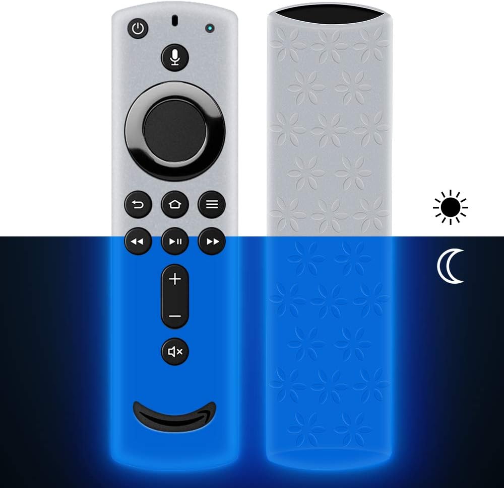 Remote Case/Cover for Fire TV Stick 4K, Protective Silicone Holder Lightweight [Anti Slip] ShockProof for Fire TV Cube/Fire TV(3rd Gen) Compatible with All-New 2nd Gen Alexa Voice Remote (Glow Blue)