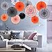 zilue Hanging Black Paper Fans Decoration Set for Wedding Birthday Party Graduation Round Events Accessories Set of 6