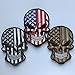 SpaceAuto Bundle 3 Pieces Skull Head w/ USA American Flag Military Tactical Morale Badge Hook Loop Fastener Patch 3.54