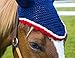 Intrepid International All Crochet Fly Veil with Ears, Navy/Silver, Horse Size