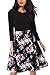 Giotto Women’s Casual Flare Floral Contrast A-Line Evening Party Midi Dress