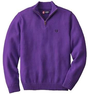 Chaps Mens 1/4 Zip Thick Cotton Pullover Sweater Size Large Royal Purple at Amazon Menâs 