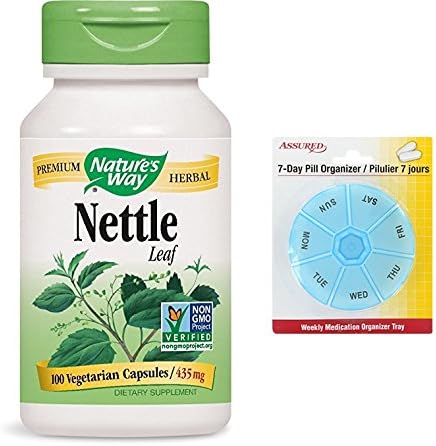 Método natural de ortiga hoja, 100 cápsulas con gratis 7 días plástico píldora organizadores