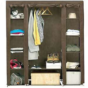ArtMoon Montana Armario Ropero de Tela Triple con Barra Colgar, Estante