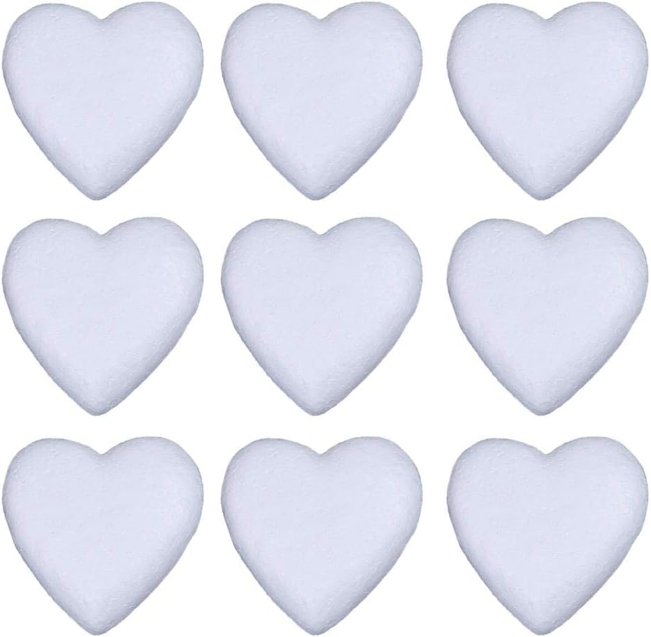 Qingsi 10 Pack Heart Shaped Foam Balls Polystyrene Foam Christmas Foam Balls Hanging Decor for Xmas Wedding DIY Crafts Projects,8.5cm