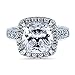 BERRICLE Sterling Silver Halo Wedding Engagement Rings Cushion Cut Cubic Zirconia CZ Statement Cocktail Ring for Women, Rhodium Plated