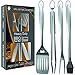 Heavy Duty BBQ Grill Tools Set | Stainless Steel Spatula, Fork, Tongs, & Basting Brush | Barbecue Utensil Set For Grilling | Grill Accessories for Barbeque by Acorn Ridge|Perfect Grill Gift