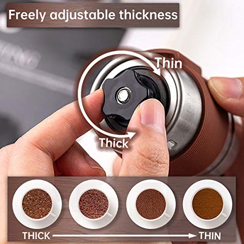 Manuelle Kaffeemühle,Retro Edelstahl Handkaffeemühle Tragbar,Holz Griff Stufenlose Mahlgradeinstellung Espressomühle… – Bild 5
