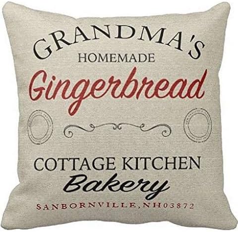 JudyArtOnlineStore Cotton Linen Decorative Throw Pillow Case Cushion Cover Personalized Grandmas Gingerbread 18 X 18 inches
